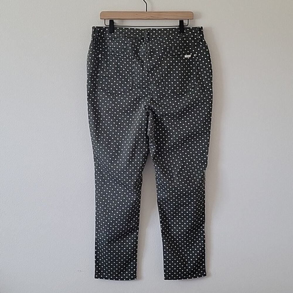 Chico's Olive Green Polka Dot So Slimming Girlfriend Ankle Jeans Size 10 - Picture 3 of 6